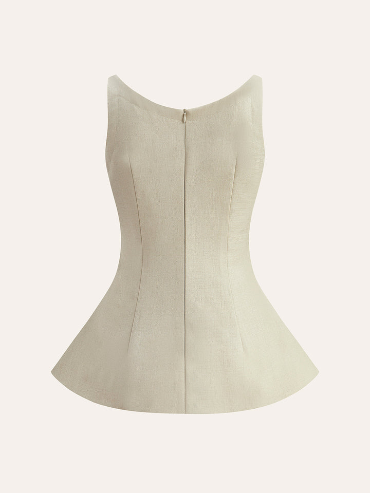 Arka Fermuarlı Peplum Flare Üst