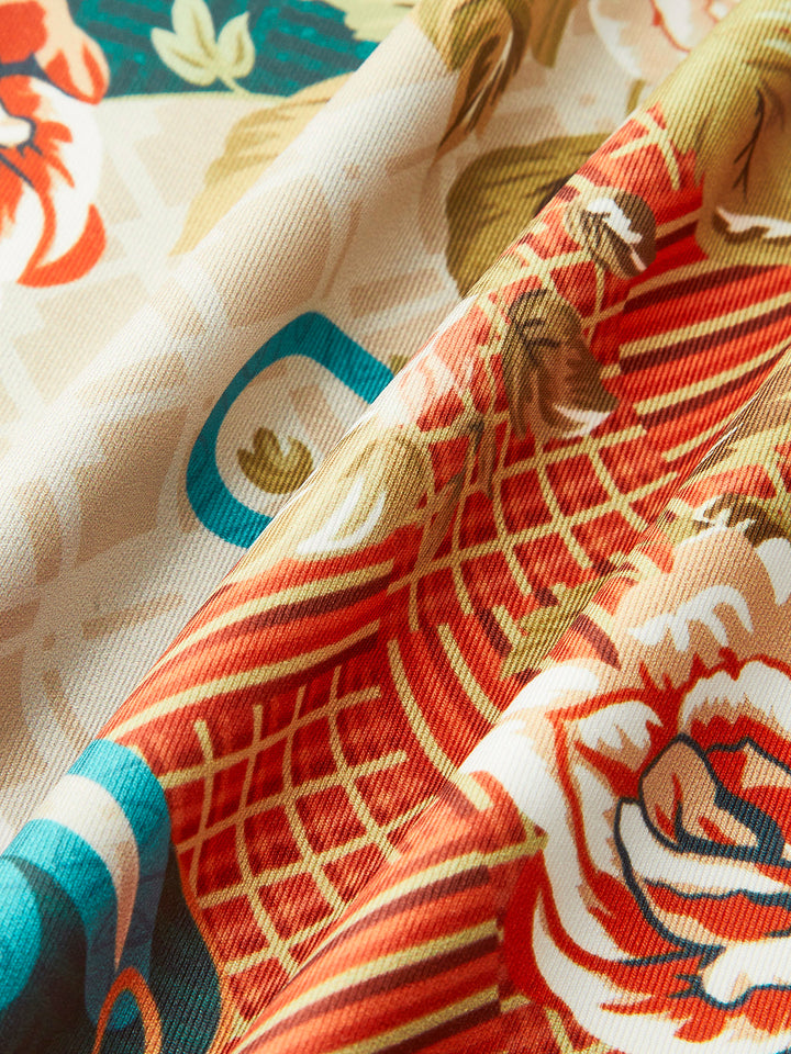 Halter Yaka Sırt Bağlamalı Çiçekli Elbise