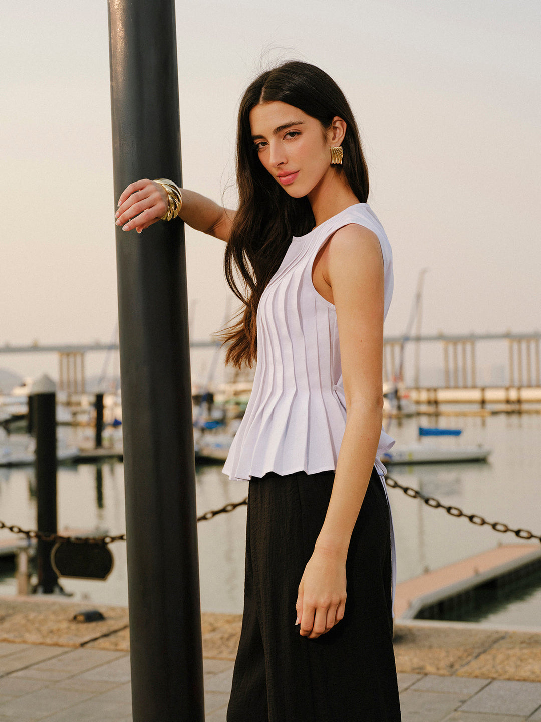 Pamuk Ve Keten Pileli Arka Bağlamalı Üst