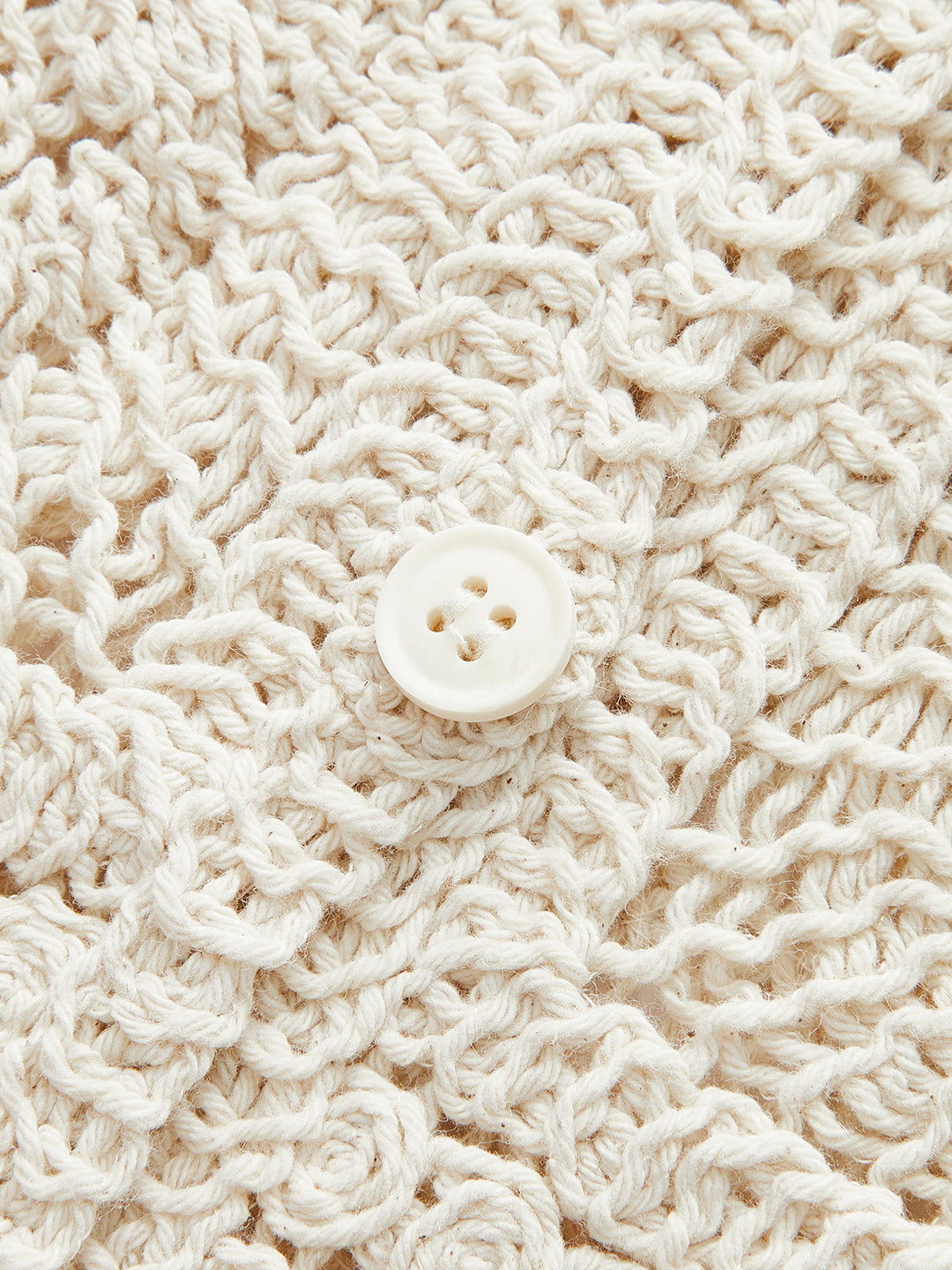 Pamuklu Tığ Örgü Düğmeli Üst