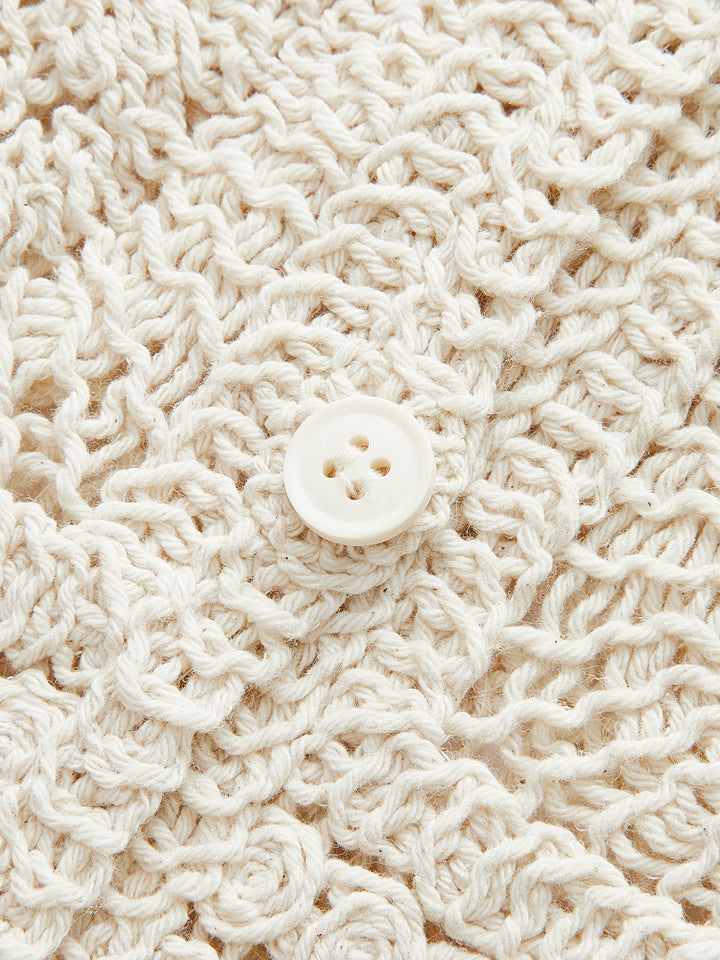 Pamuklu Tığ Örgü Düğmeli Üst