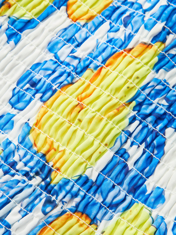 Volanlı Etek Ucu Büzgülü Straplez Elbise