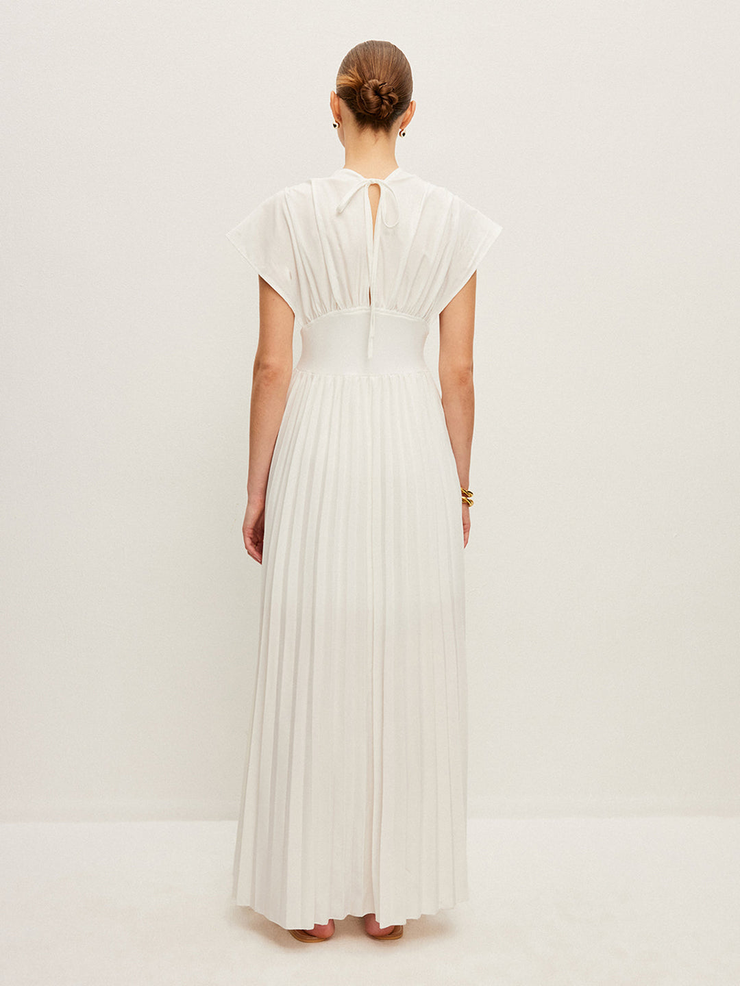 Pliseli Kısa Kollu Elbise