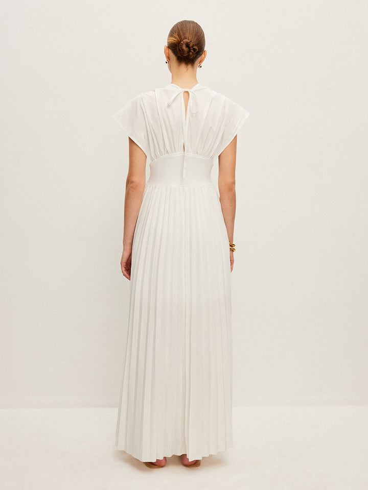 Pliseli Kısa Kollu Elbise