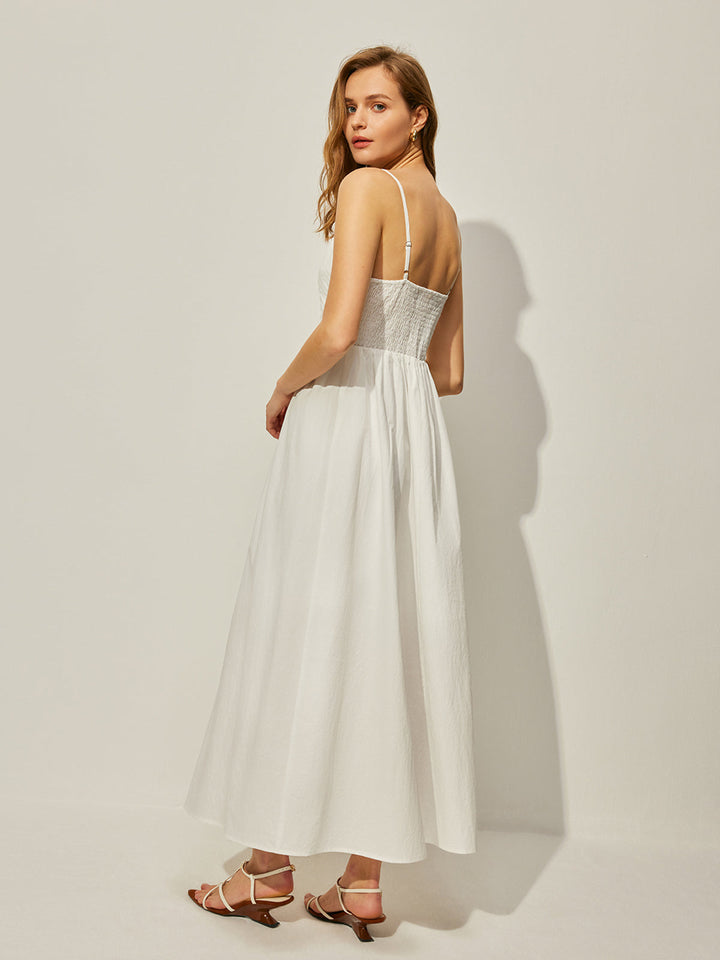 Pamuklu V Yaka Askılı Elbise