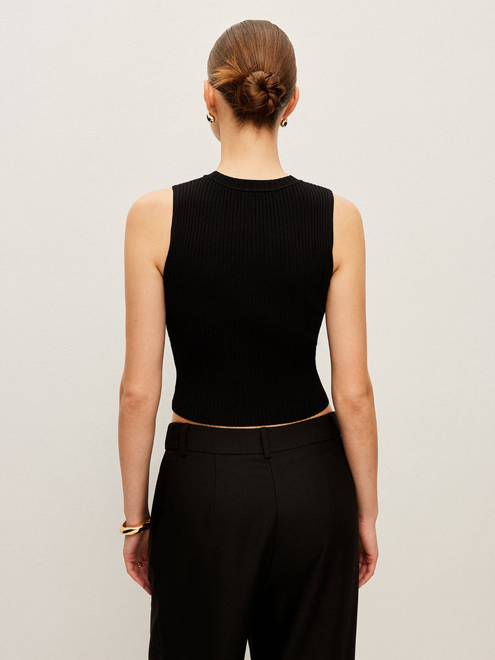 Metal Detaylı Yivli Örgü Yelek