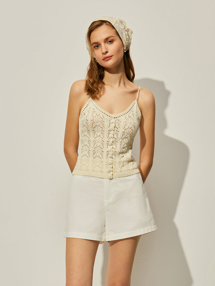 Dekor Düğmeli Tığ Örgü Yelek