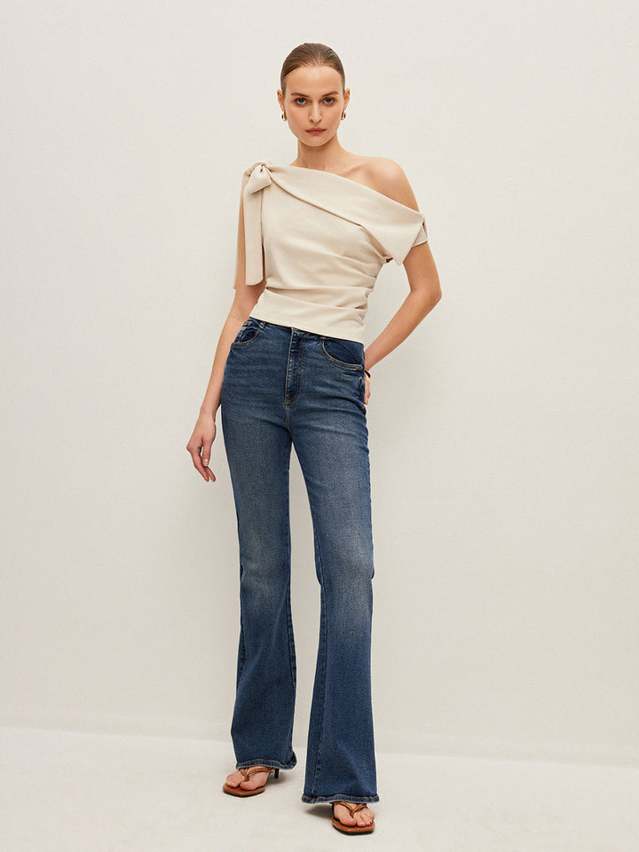 Fiyonk Detaylı Tek Omuz Üst