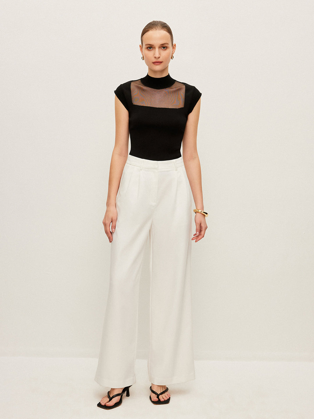 Mesh Panelli Balıkçı Yaka Üst