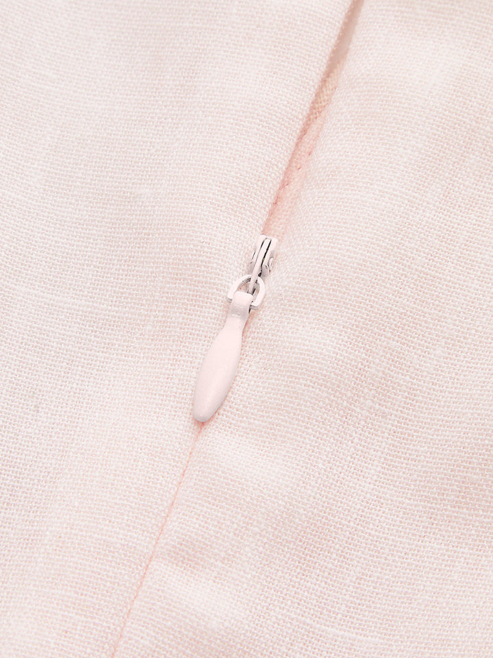 V Yaka Çiçekli Bağcıklı Elbise