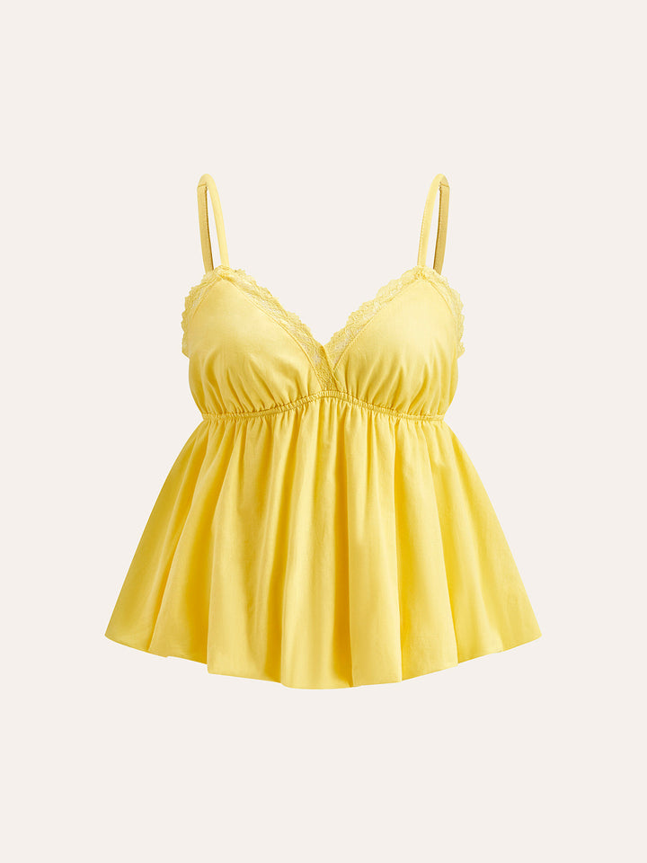 Dantelli V Yaka Askılı Üst