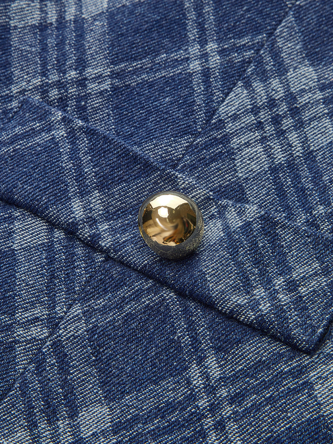 Metal Düğmeli Yuvarlak Yaka Dekor Cepli Kot Elbise