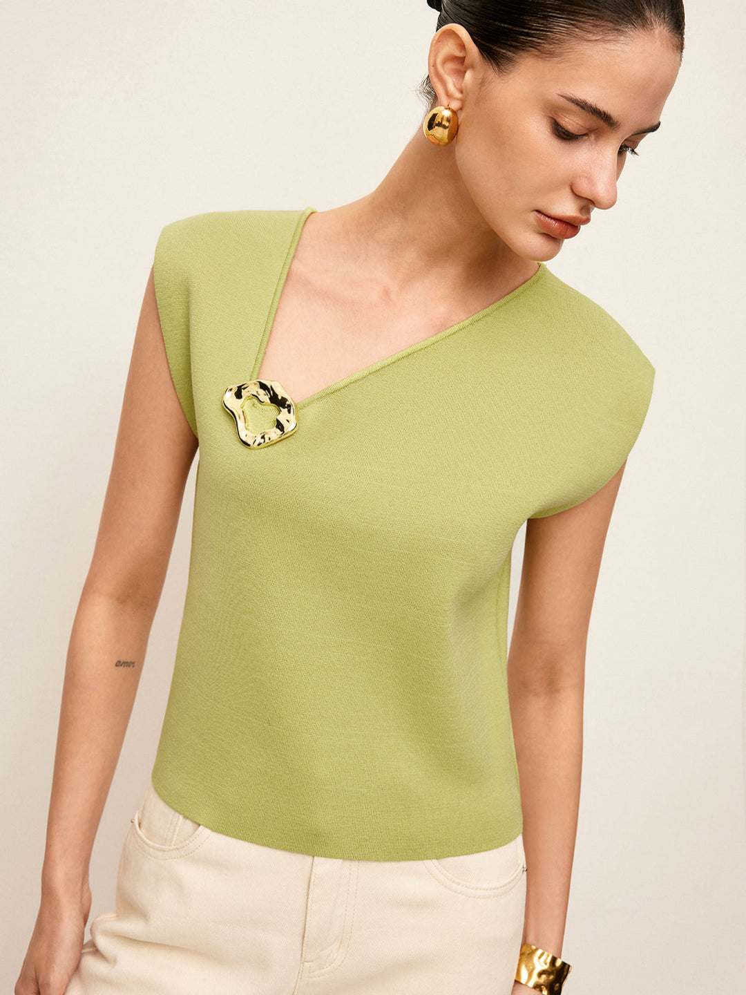 Metal Detaylı Örgü Üst