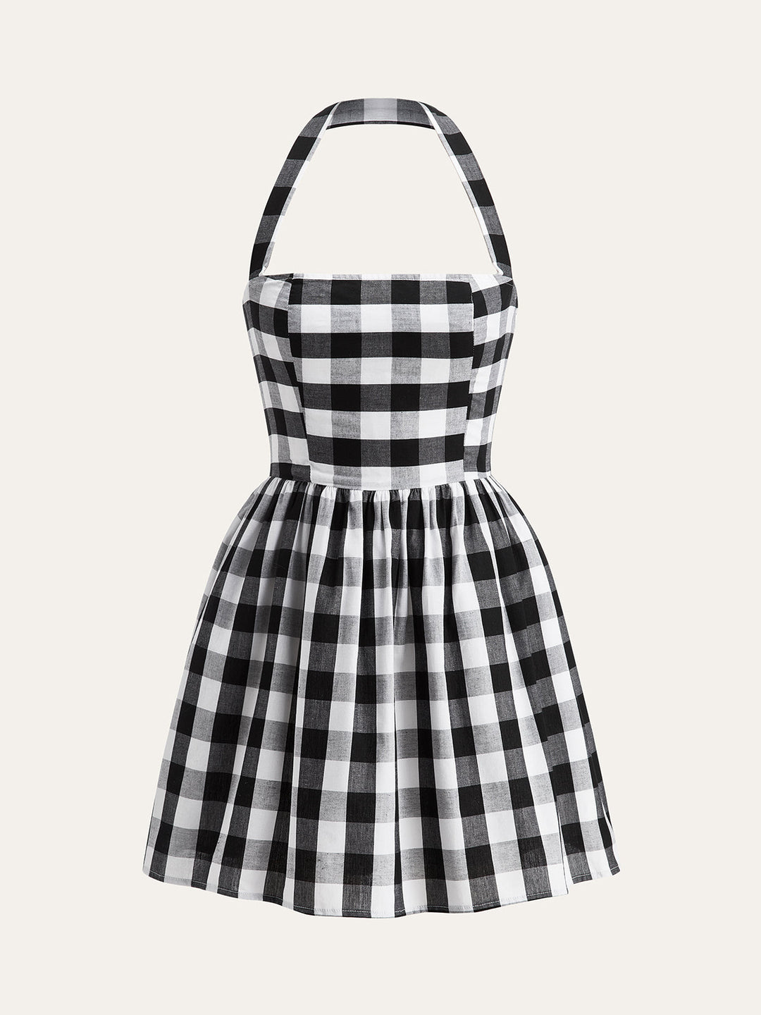 Ekose Askılı Flare Elbise