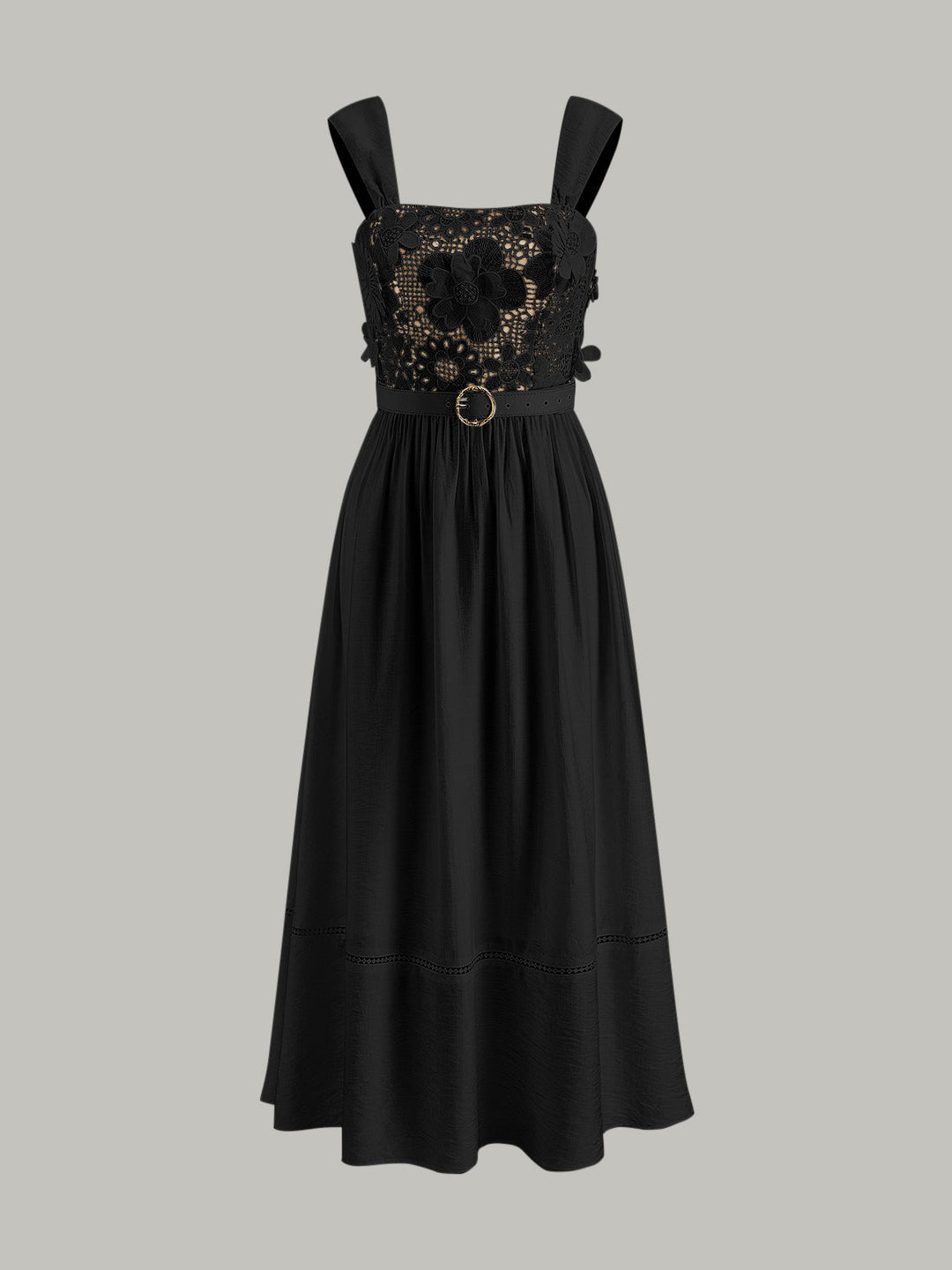 Pamuklu Çiçekli Dantel Kemerli Elbise