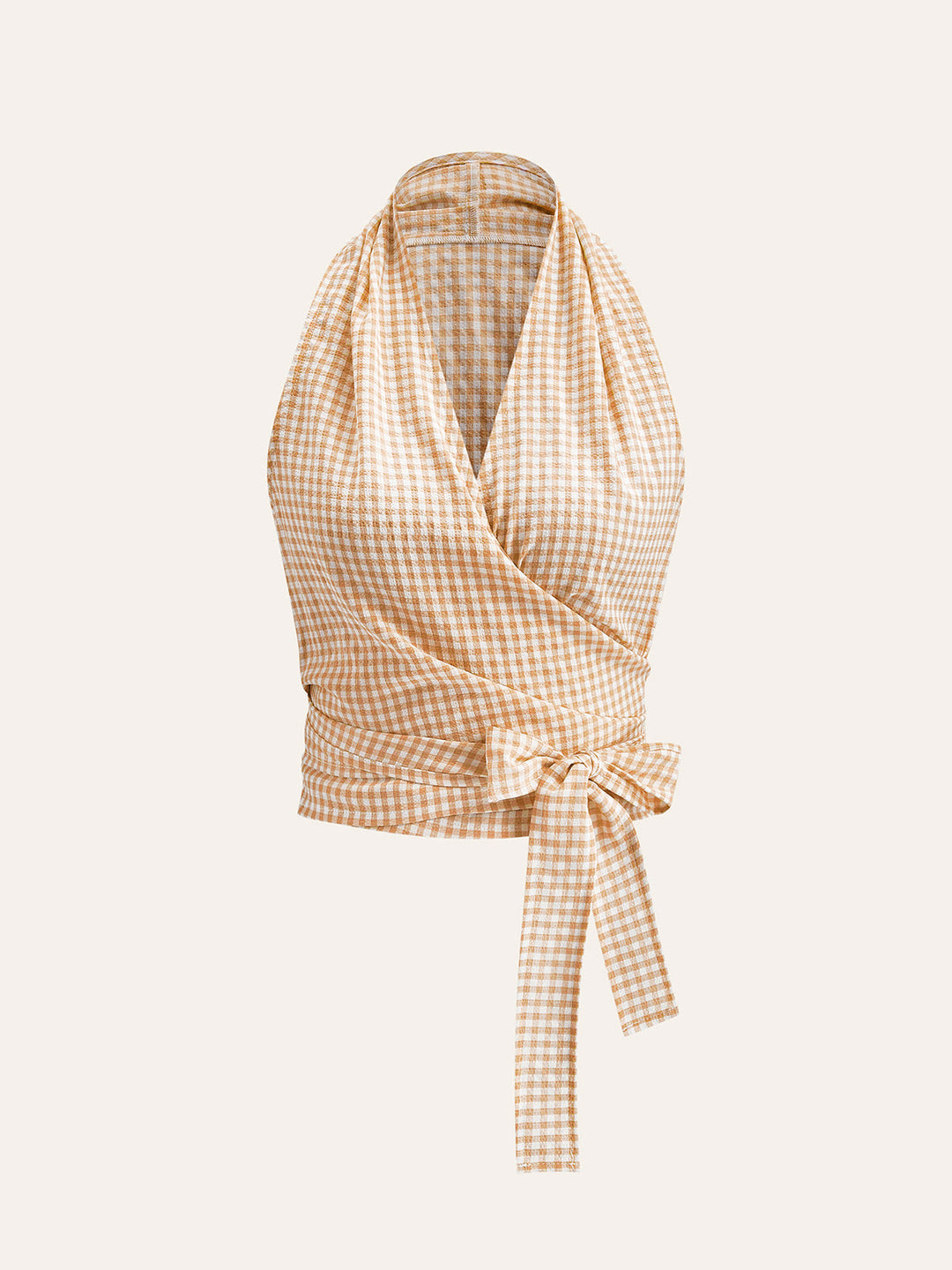 Gingham Halter Wrap Üst