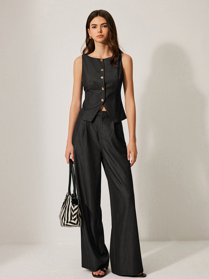 Düğmeli Ön Kolsuz Yelek