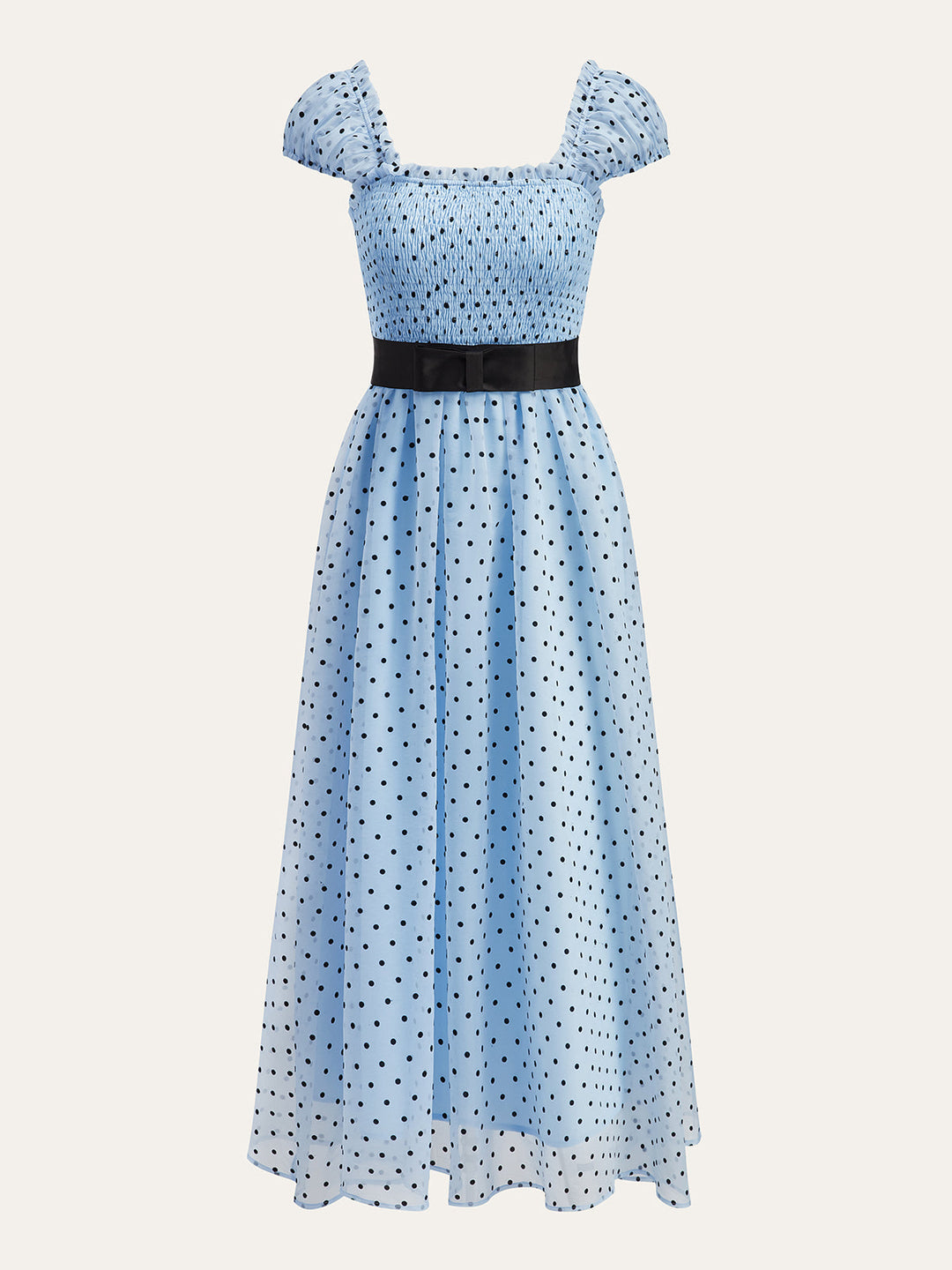 Çıkarılabilir Kemerli Polka Dot Elbise