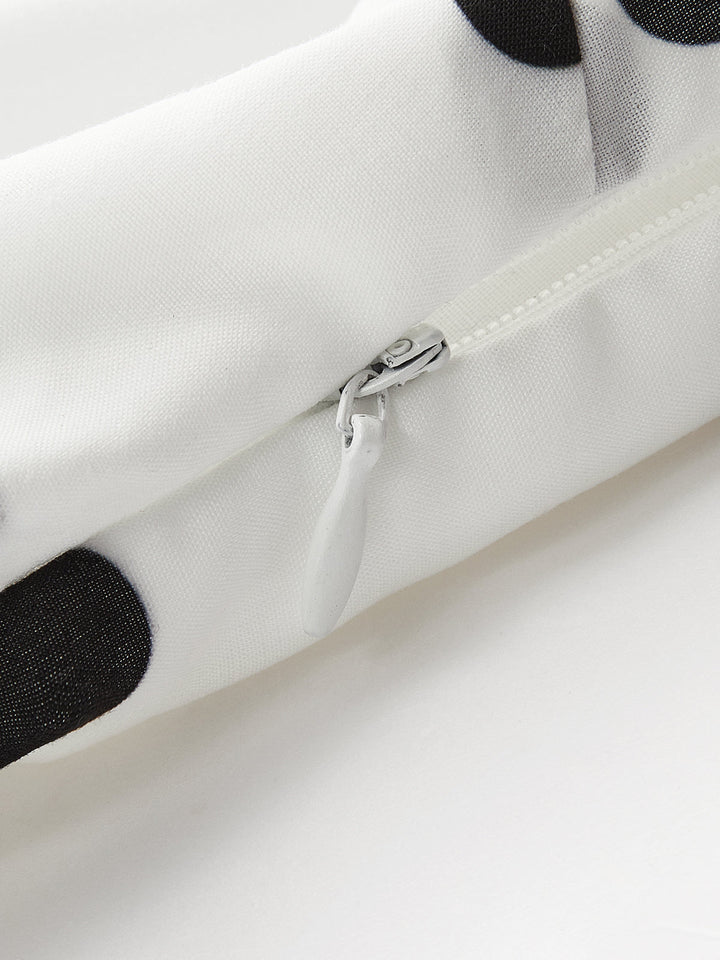 Polka Dot Fiyonk Askılı Fermuarlı Elbise