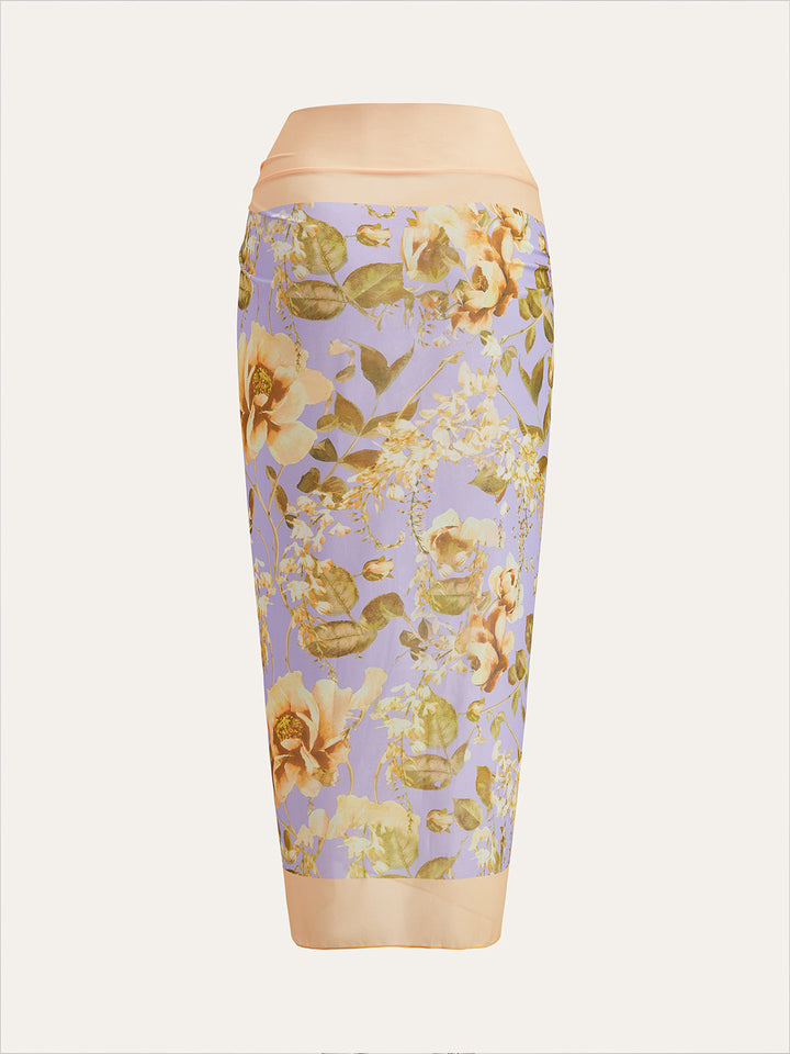 Çiçek Desenli Panel Bağlamalı File Örtü