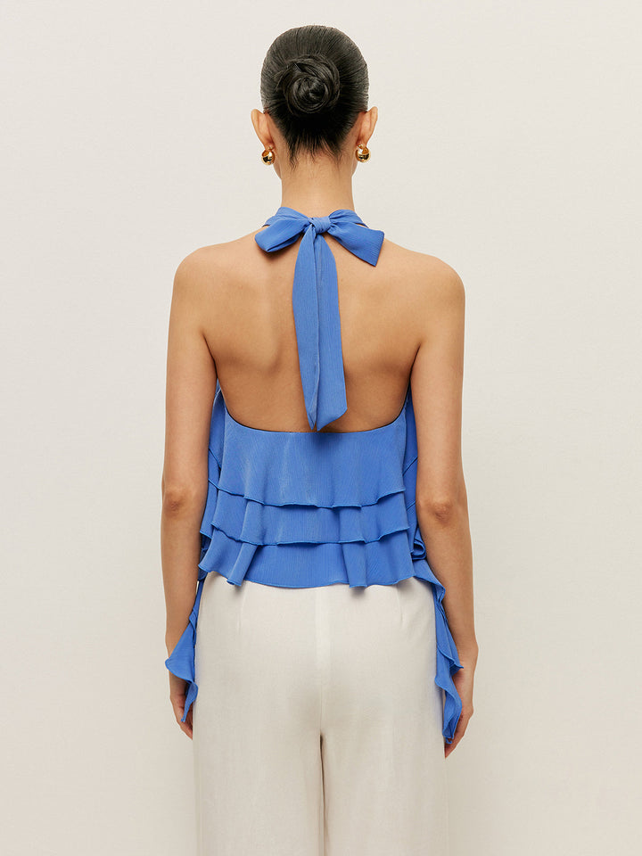 Halter Yaka Fırfırlı Üst