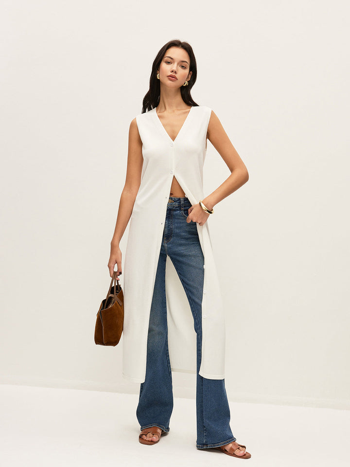 Düğmeli Yelek Örme Pantolon Takımı