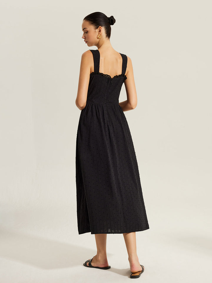 Pamuklu Kalp Yaka Elbise