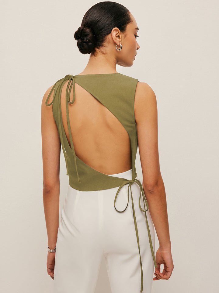 Asimetrik Açık Sırtlı Bağcıklı Üst