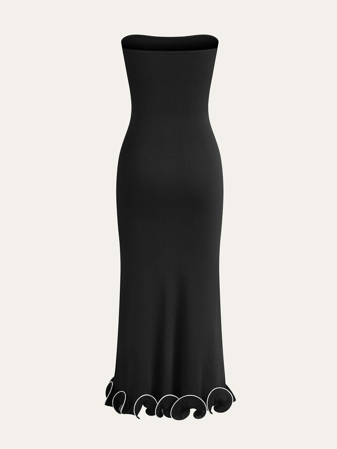 Soğuk Omuzlu Örgü Volanlı Elbise