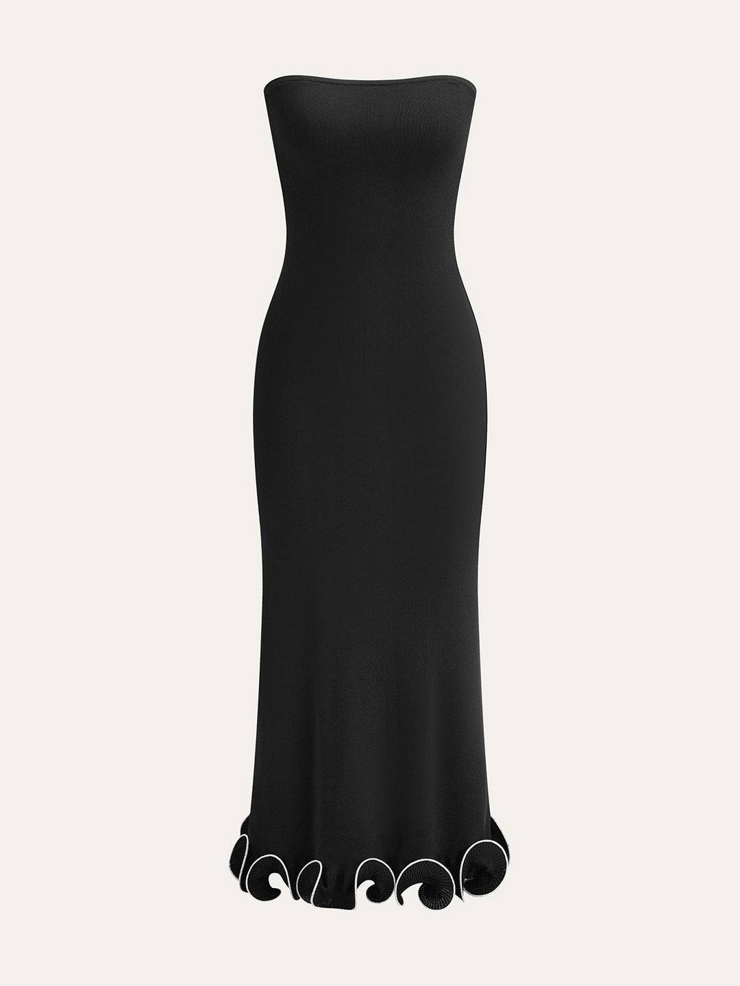 Soğuk Omuzlu Örgü Volanlı Elbise