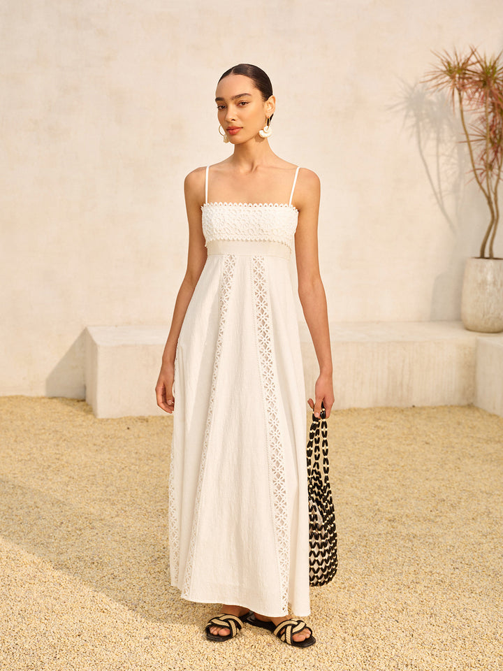 Dantel Kenarlı Pamuklu Askılı Elbise