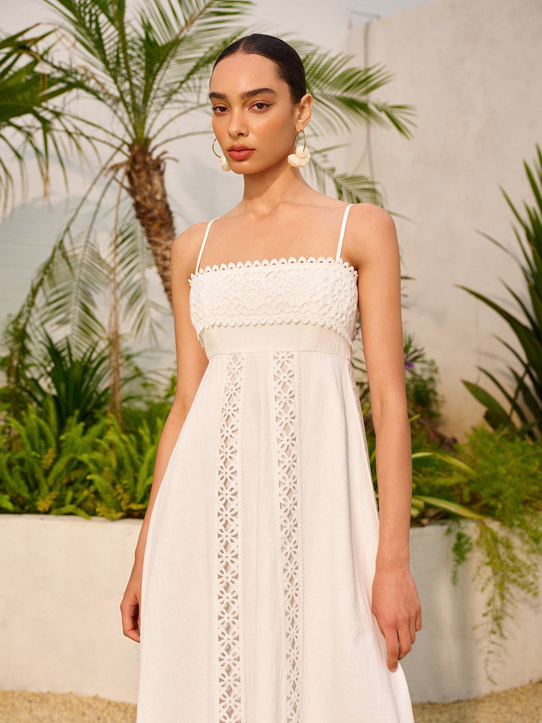 Dantel Kenarlı Pamuklu Askılı Elbise