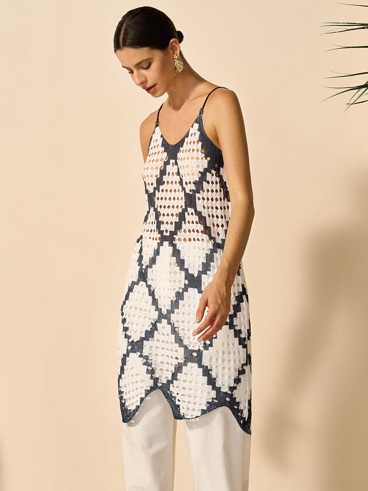 Tığ İşi İçi Boş Örgü Yelek