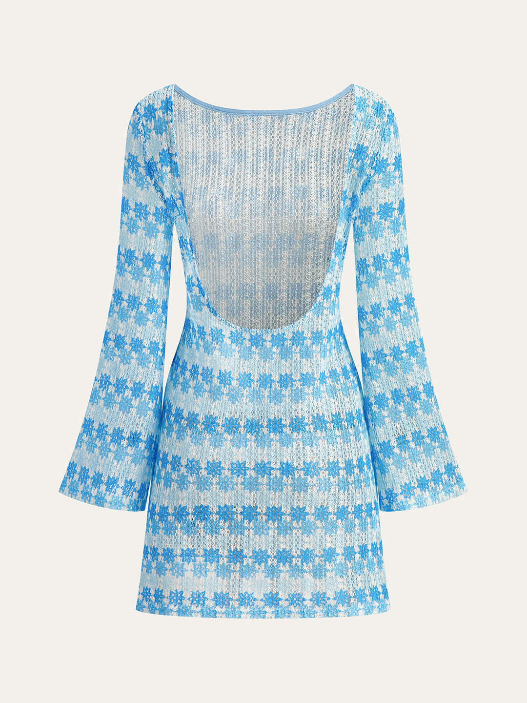 Sırtı Açık Tığ İşi Elbise Geniş Kollu