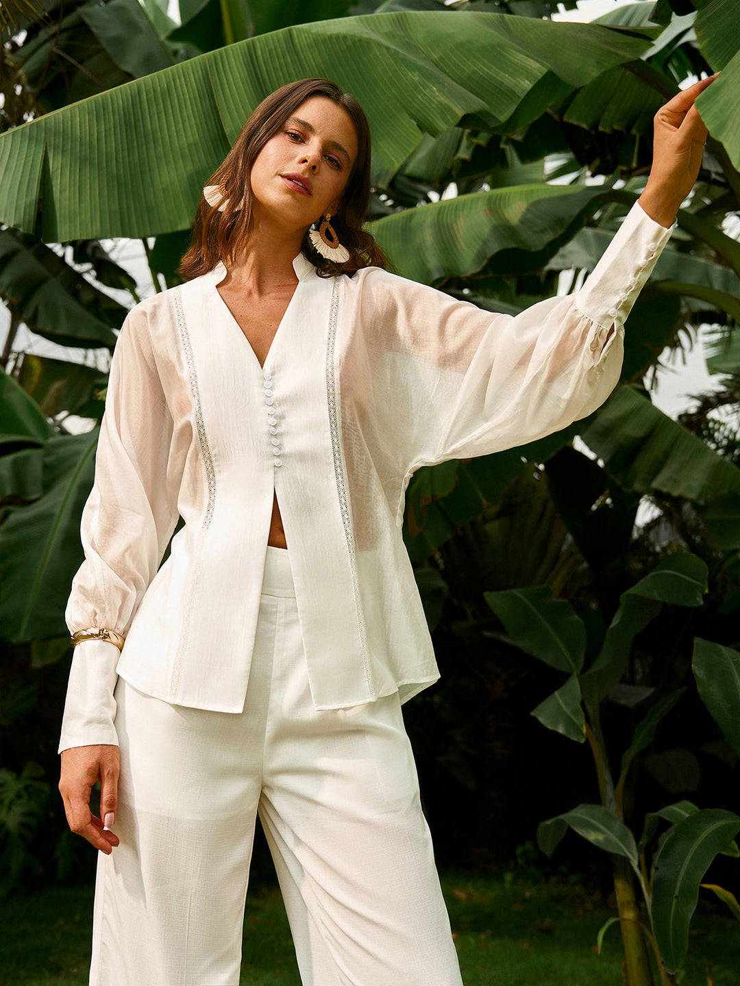 Şeffaf Puf Kollu Bluz