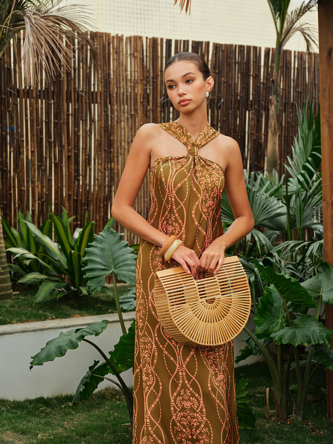 Saten Askılı Yaka Elbise