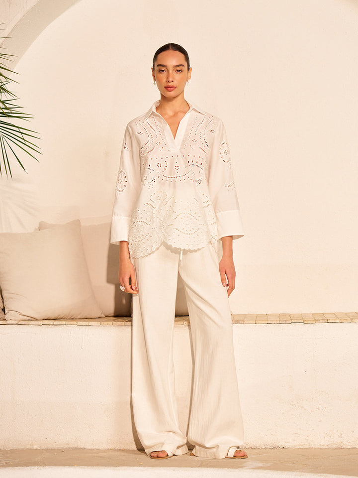 Pamuklu Gözlü İşlemeli Yarı Şeffaf Üst