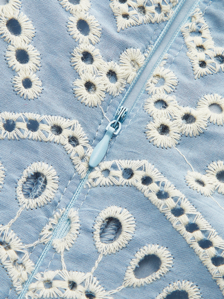 Yarı Şeffaf İşlemeli Gözlü Askılı Elbise