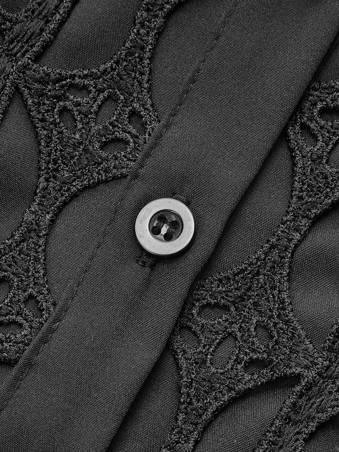 Bel Bağlamalı Gözlü Dantel Panelli Elbise