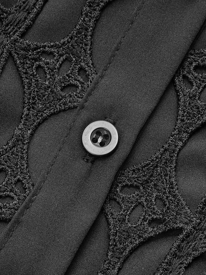 Bel Bağlamalı Gözlü Dantel Panelli Elbise