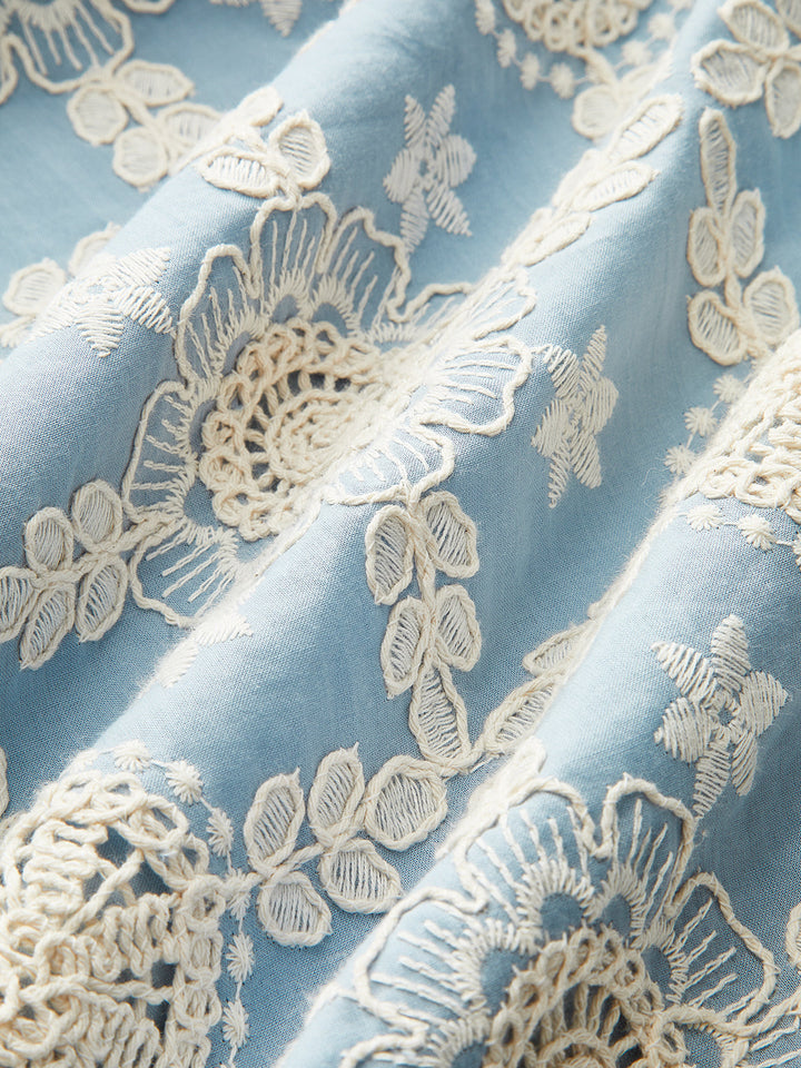 İşlemeli Pamuklu Kolsuz Elbise