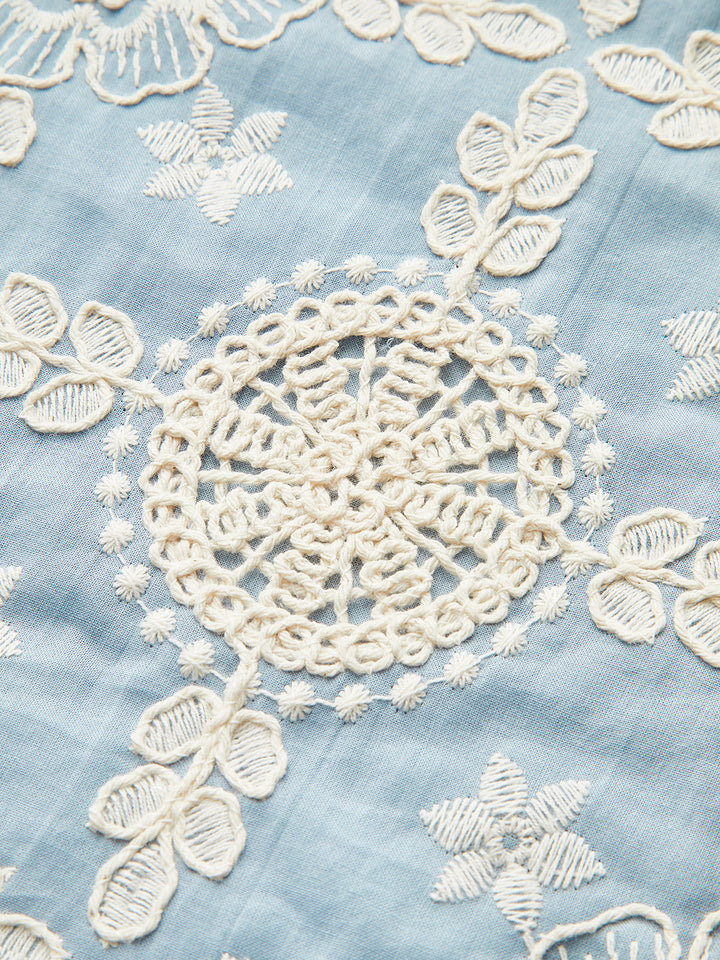 İşlemeli Pamuklu Kolsuz Elbise