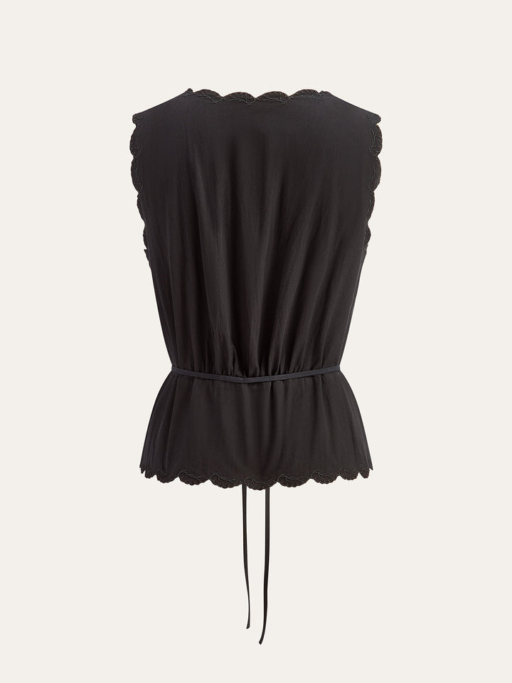 Dantel Kenarlı Taraklı Düğmeli Üst