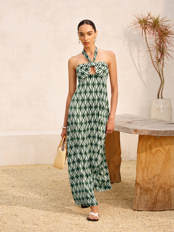 Halter Yaka Anahtar Deliği Elbise