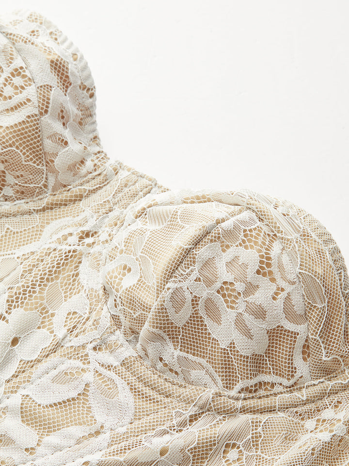 Straplez Çiçekli Dantel Korse Üst