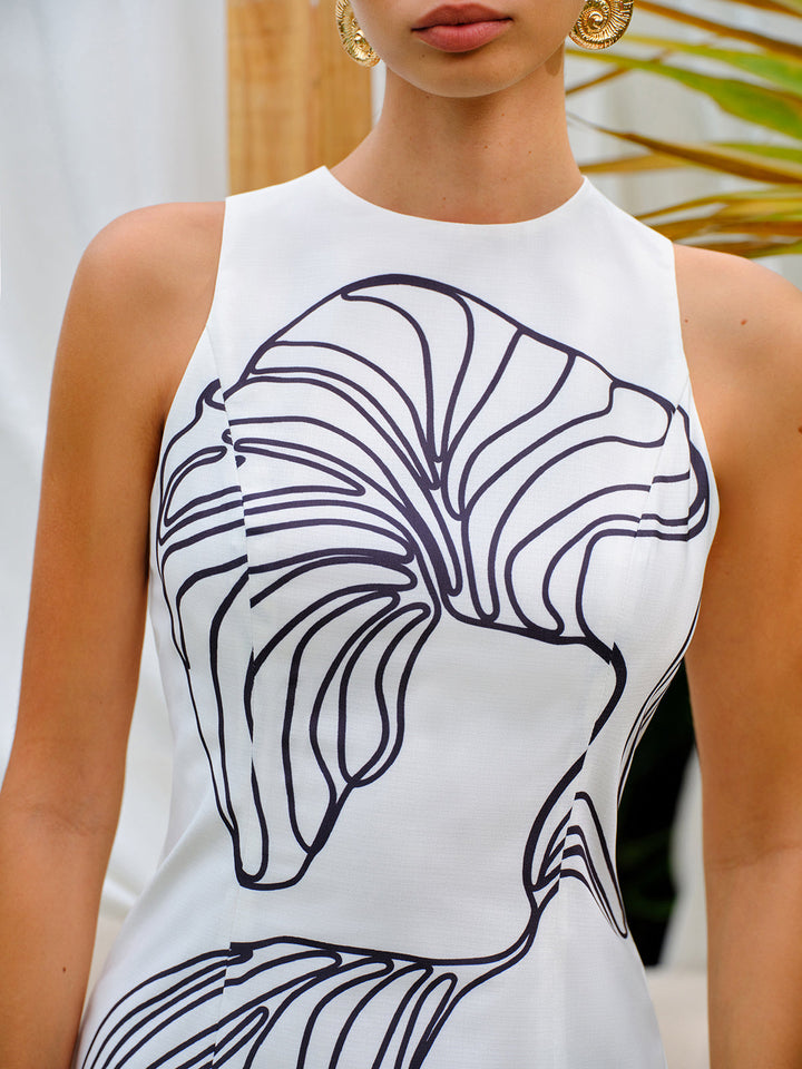 Çiçek Desenli Kolsuz Elbise