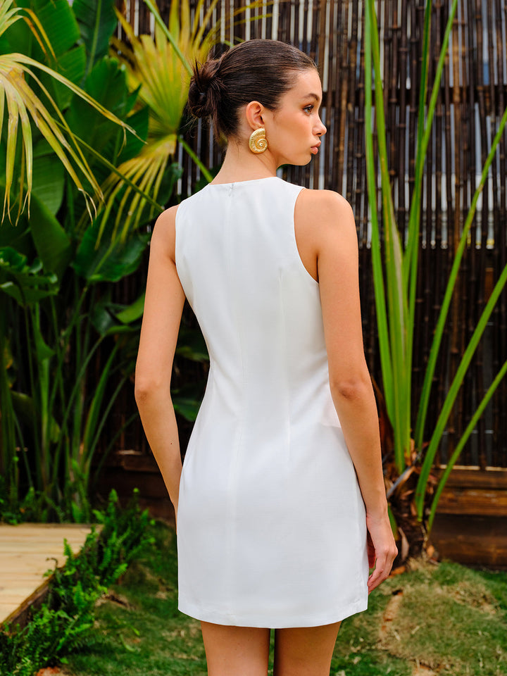 Çiçek Desenli Kolsuz Elbise