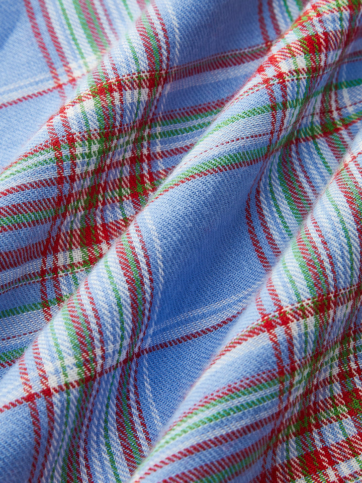 Ekose Önden Fiyonklu Askılı Elbise