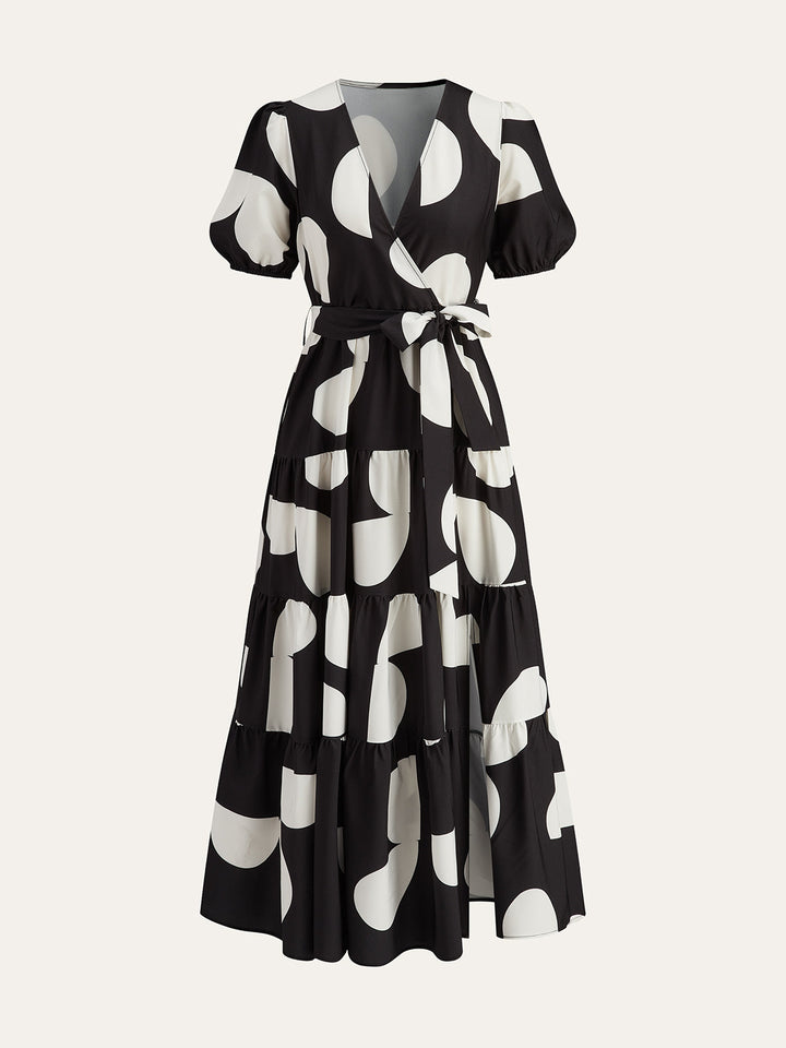 Çiçek Desenli Kemerli Elbise