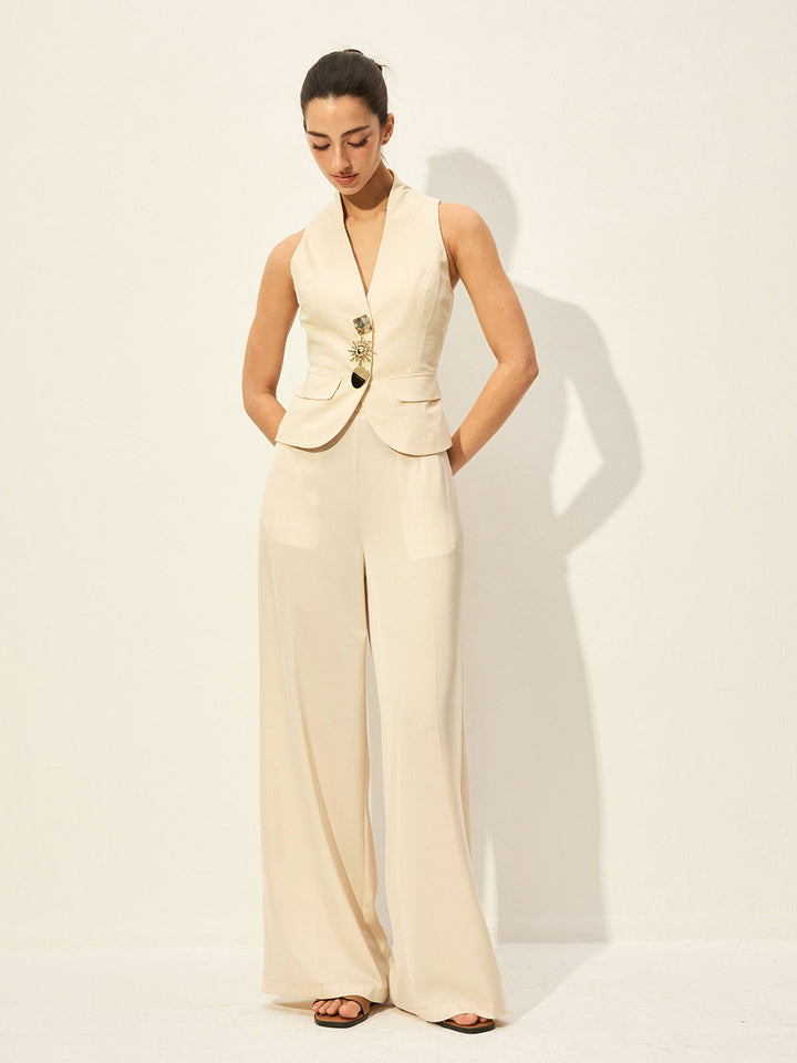 Pamuk & Keten Dekor Cepli Yelek